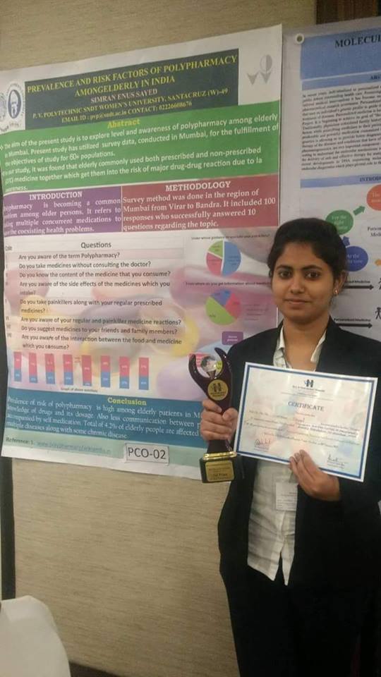 First prize at 5th Pharmacy Conclave, at Dr L. H. Hiranandani Hospital, Powai.